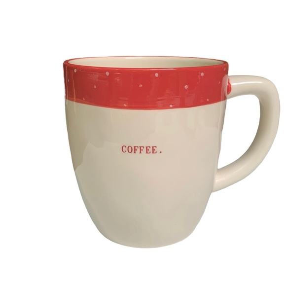 Rae Dunn Other - Rae Dunn COFFEE Mug Red White Polka Dot Christmas Dimples NWT 2017 OG
